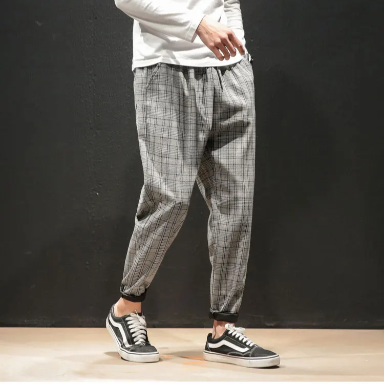 Back view of Men's Renegade Plaid Trousers, highlighting the comfortable fit and clean lines.
