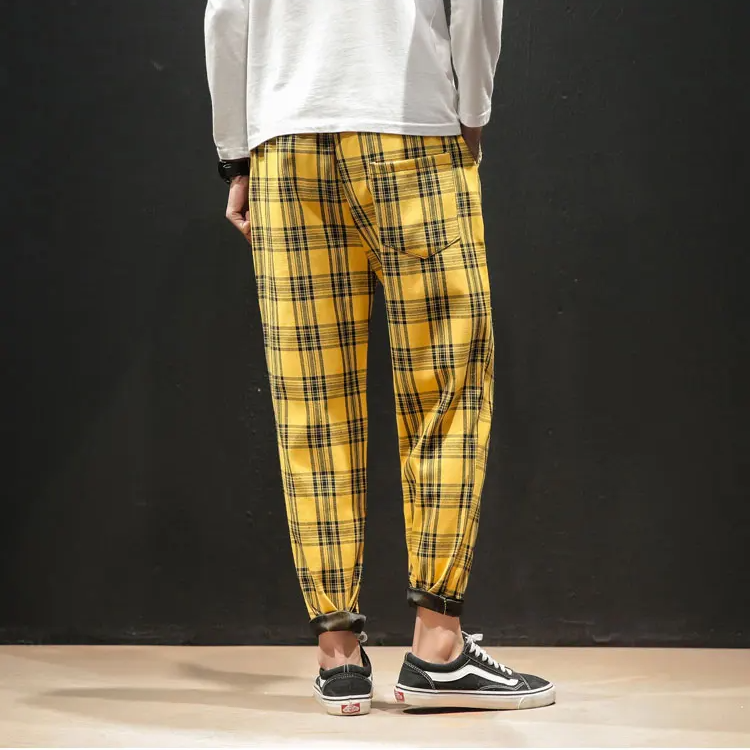 Comfortable Men's Plaid Trousers with stretch waist, ensuring a great fit for all-day wear.