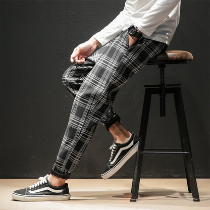 Men's Renegade Trousers featuring a functional drawstring and comfortable stretch waist, modern & practical.