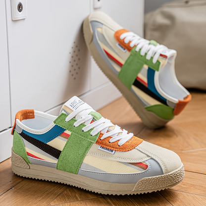 Dynamic men's retro athletic footwear, designed for comfort & bold streetwear fashion.
