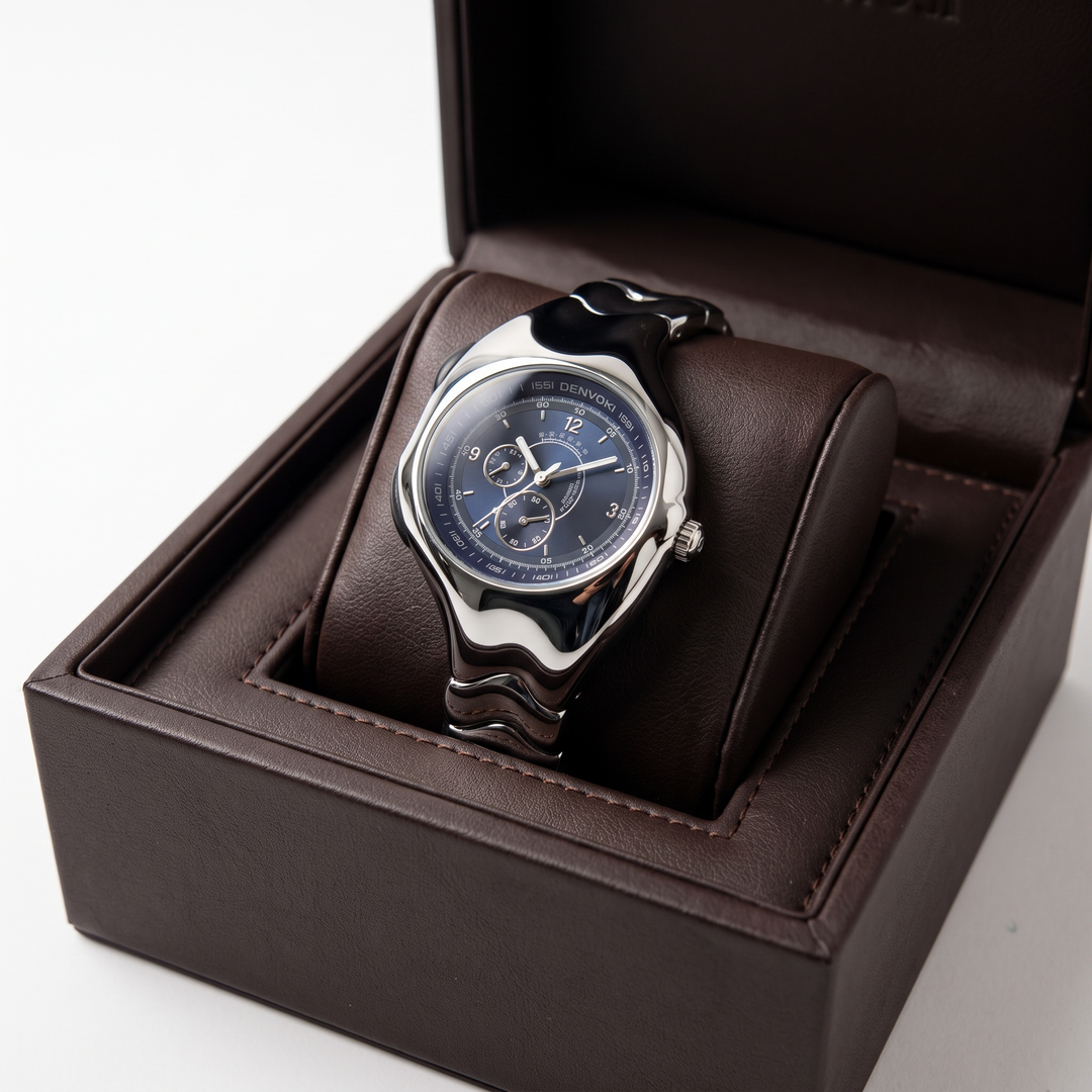 Men's retro oval quartz watch with luminous dial. Water resistant men's fashion accessory in vintage style.