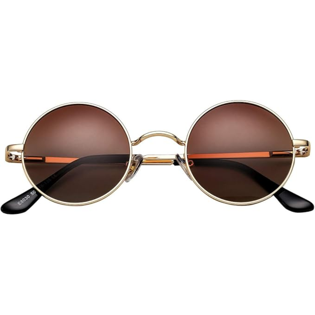 Men's Retro Round Polarized Sunglasses for glare protection & UV defense. Classic vintage eyewear.