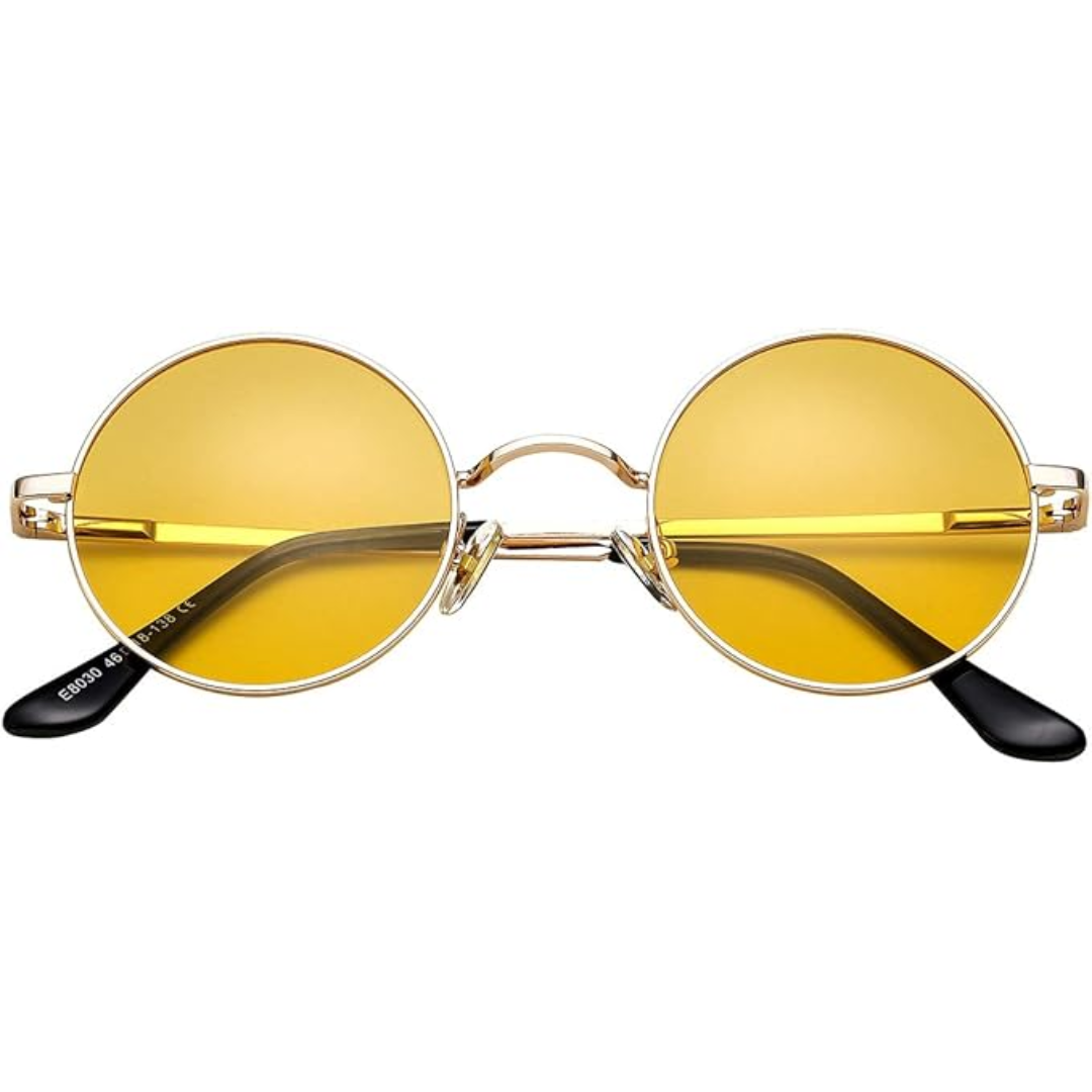 Men's fashion retro round polarized sunglasses, classic style, offers glare protection & UV defense.