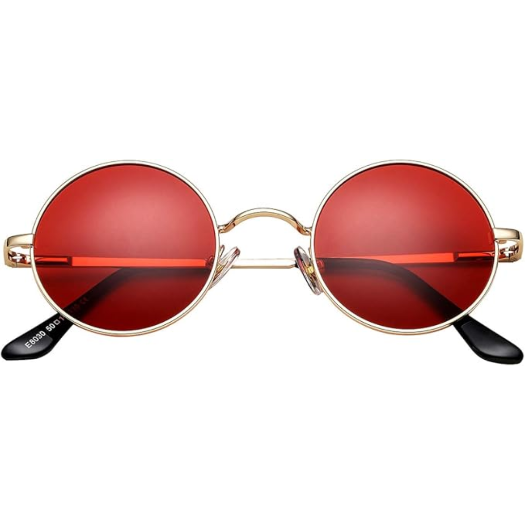 Vintage men's round polarized sunglasses, retro style, lightweight for outdoor glare protection.