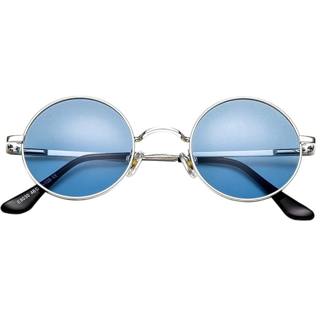 Outdoor men's polarized round sunglasses, lightweight, retro style, UV protection, reduces glare.
