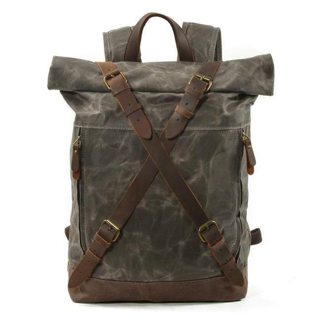 Classic men's waterproof survival backpack made of cowhide, suitable for all outdoor travel