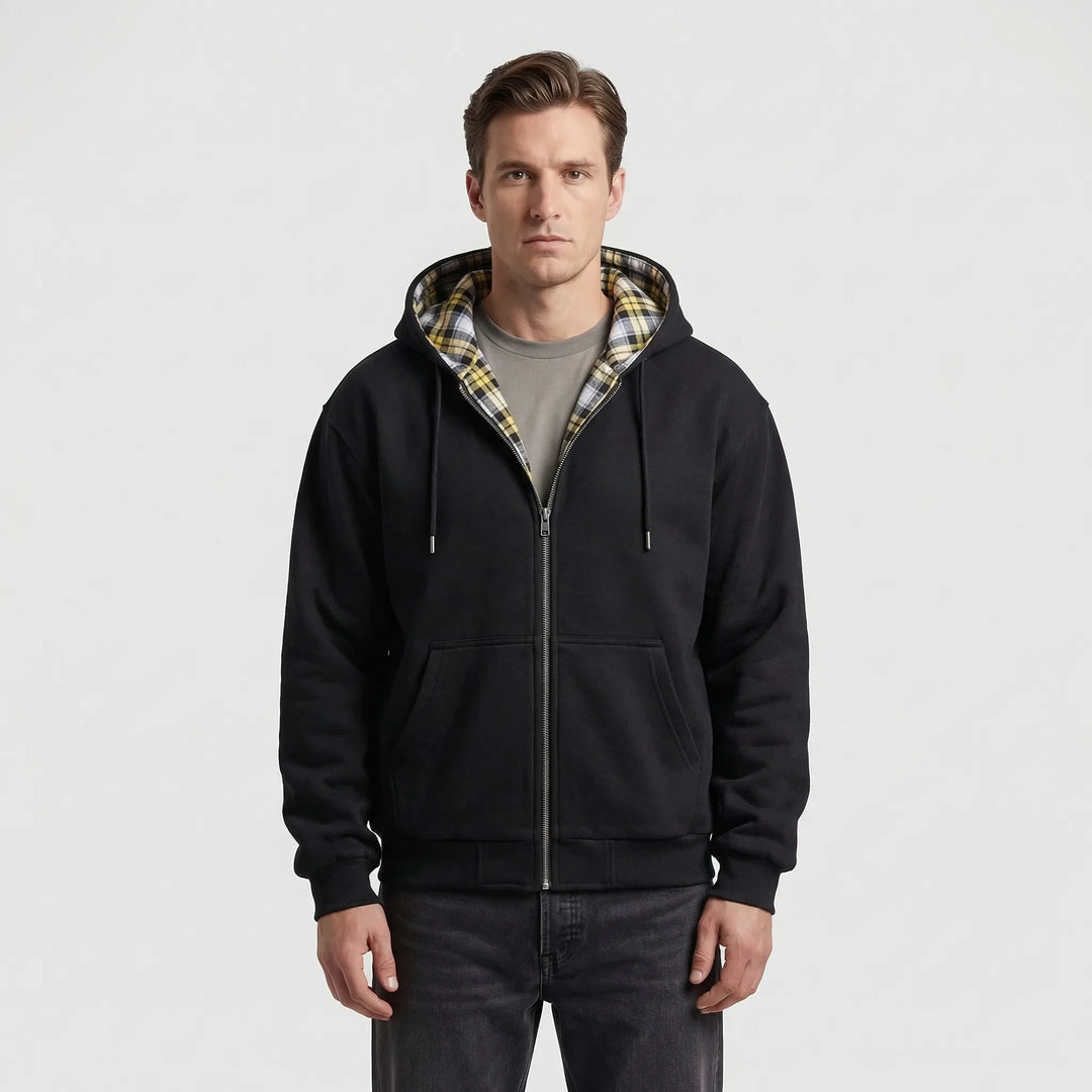 Textured fabric of the Josh men's reversible oversized hoodie, highlighting its soft, comfortable material for daily wear.