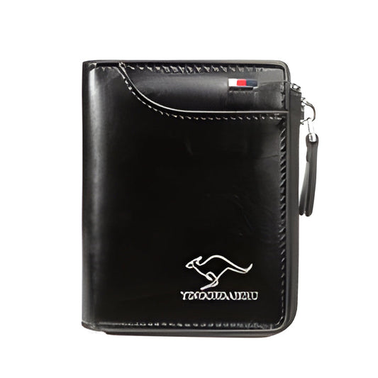 Men's RFID blocking zipper wallet, secure multi credit card holder in PU leather. Slim design for daily carry.
