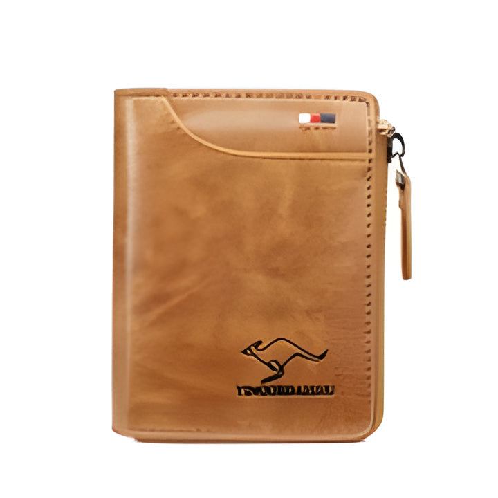 Black men's secure RFID blocking zipper wallet. Multi credit card holder & slim PU leather card case for men.