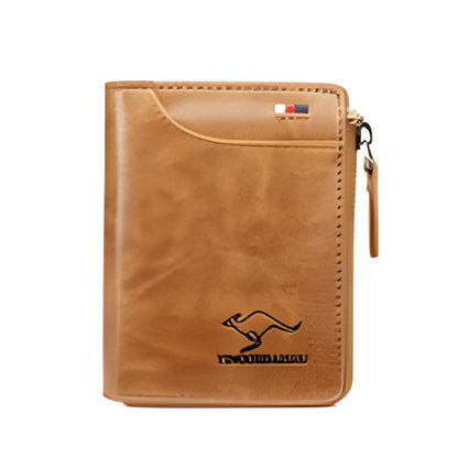 Black men's secure RFID blocking zipper wallet. Multi credit card holder & slim PU leather card case for men.