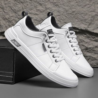 Comfortable men's Rhodes gray casual low-top sneakers. Versatile everyday footwear, ideal as walking shoes.