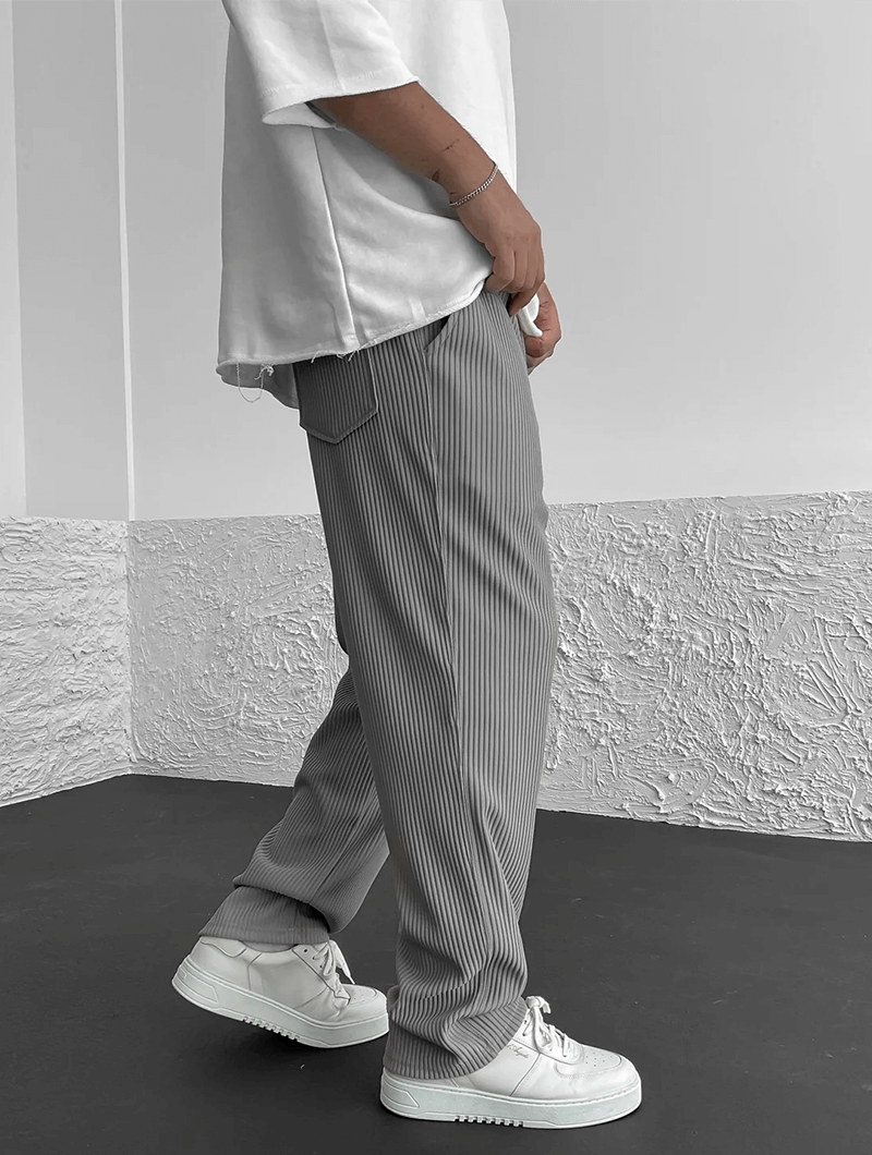 Comfortable men's ribbed activewear joggers, modern style with a relaxed fit bottom.