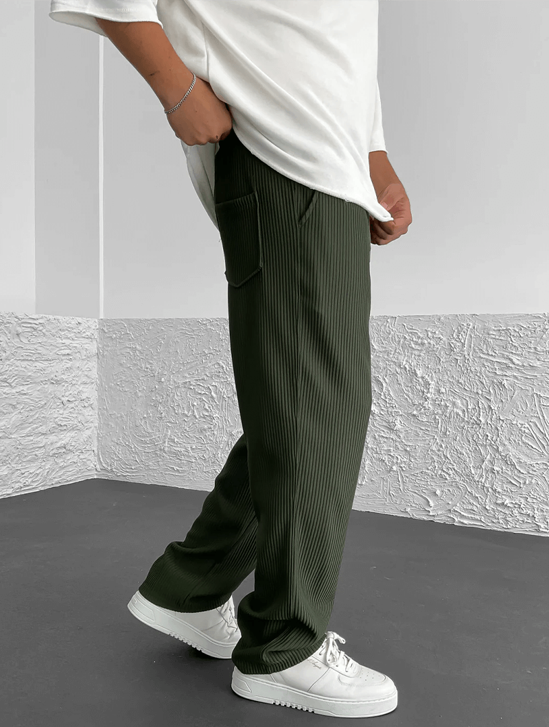 Stylish men's ribbed joggers in a relaxed fit for modern comfort and activewear.