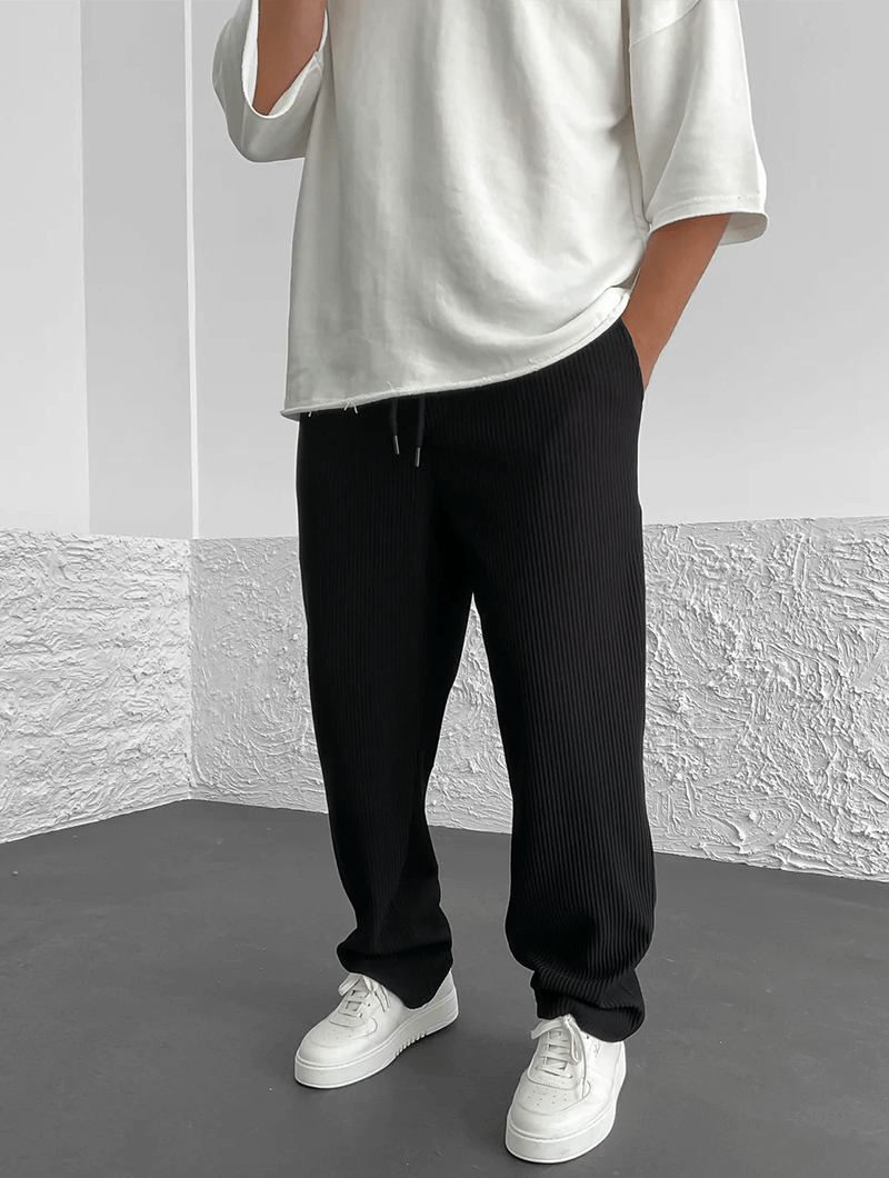 Modern men's ribbed joggers, offering ultimate comfort for casual or active lifestyles.