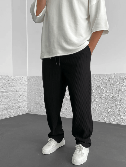 Modern men's ribbed joggers, offering ultimate comfort for casual or active lifestyles.