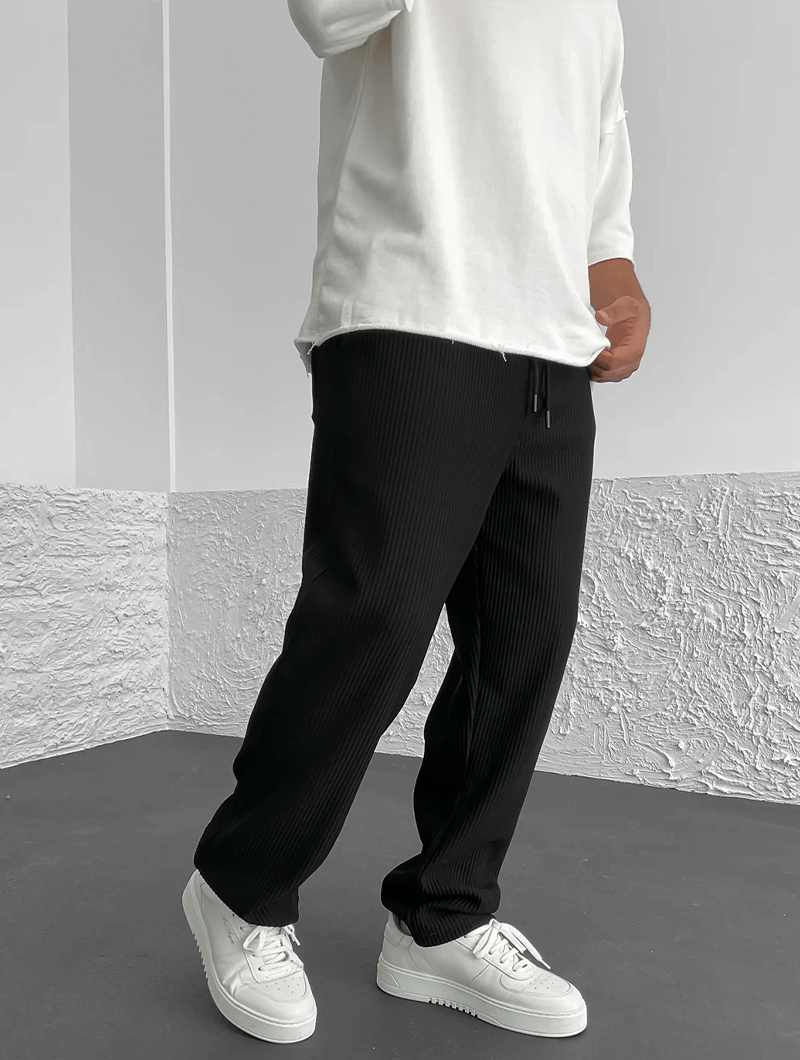 Soft ribbed men's jogger pants, perfect for everyday casual wear and ultimate comfort.