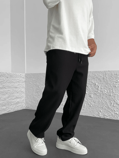 Soft ribbed men's jogger pants, perfect for everyday casual wear and ultimate comfort.