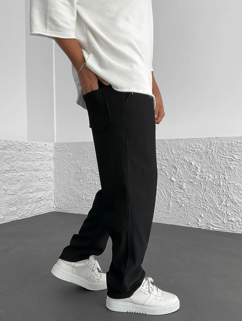 Men's stylish ribbed activewear joggers with a relaxed fit for comfort & modern look.