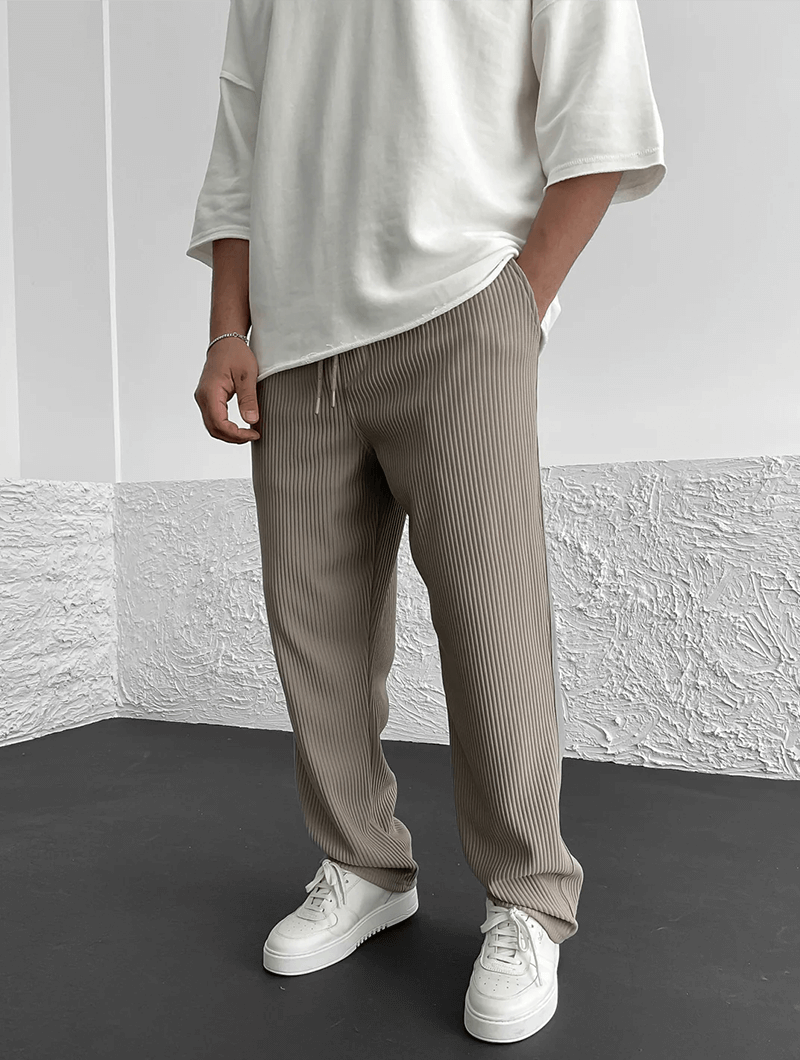 Comfortable & stylish men's ribbed jogger pants for a modern, relaxed fit look.