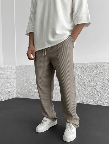 Comfortable & stylish men's ribbed jogger pants for a modern, relaxed fit look.