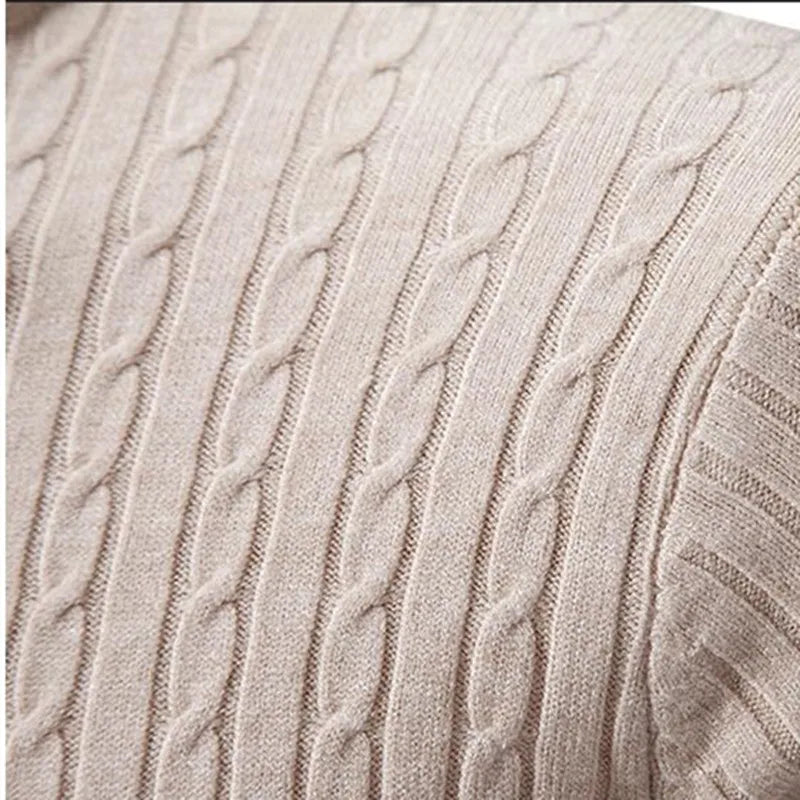 Men's soft ribbed knit turtleneck sweater, great for comfortable winter layering.