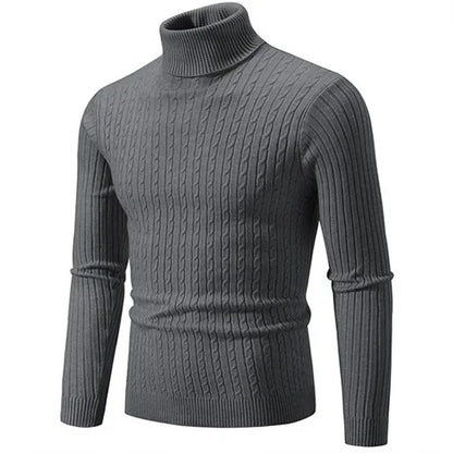 Slim fit men's ribbed knit sweater, a comfortable & stylish winter turtleneck.