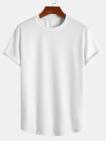 Men's ribbed muscle fit t-shirt, perfect for accentuating physique & athletic style.