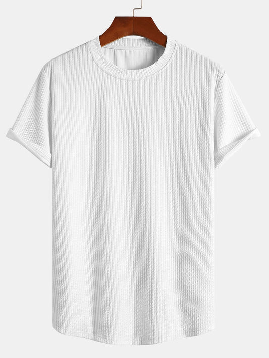 Men's ribbed muscle fit t-shirt, perfect for accentuating physique & athletic style.