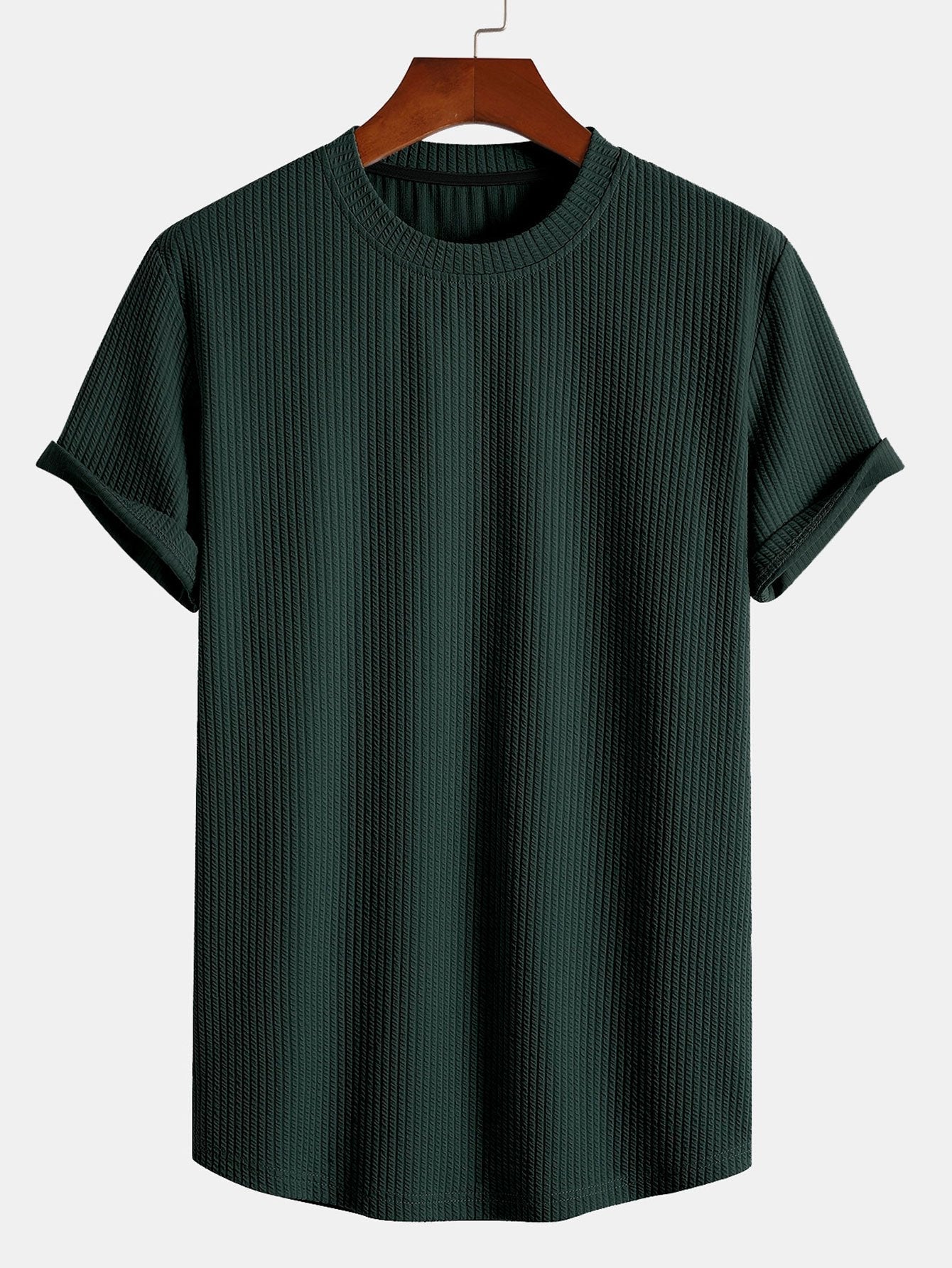 Black men's ribbed muscle fit t-shirt, fitted design for an athletic & modern look.