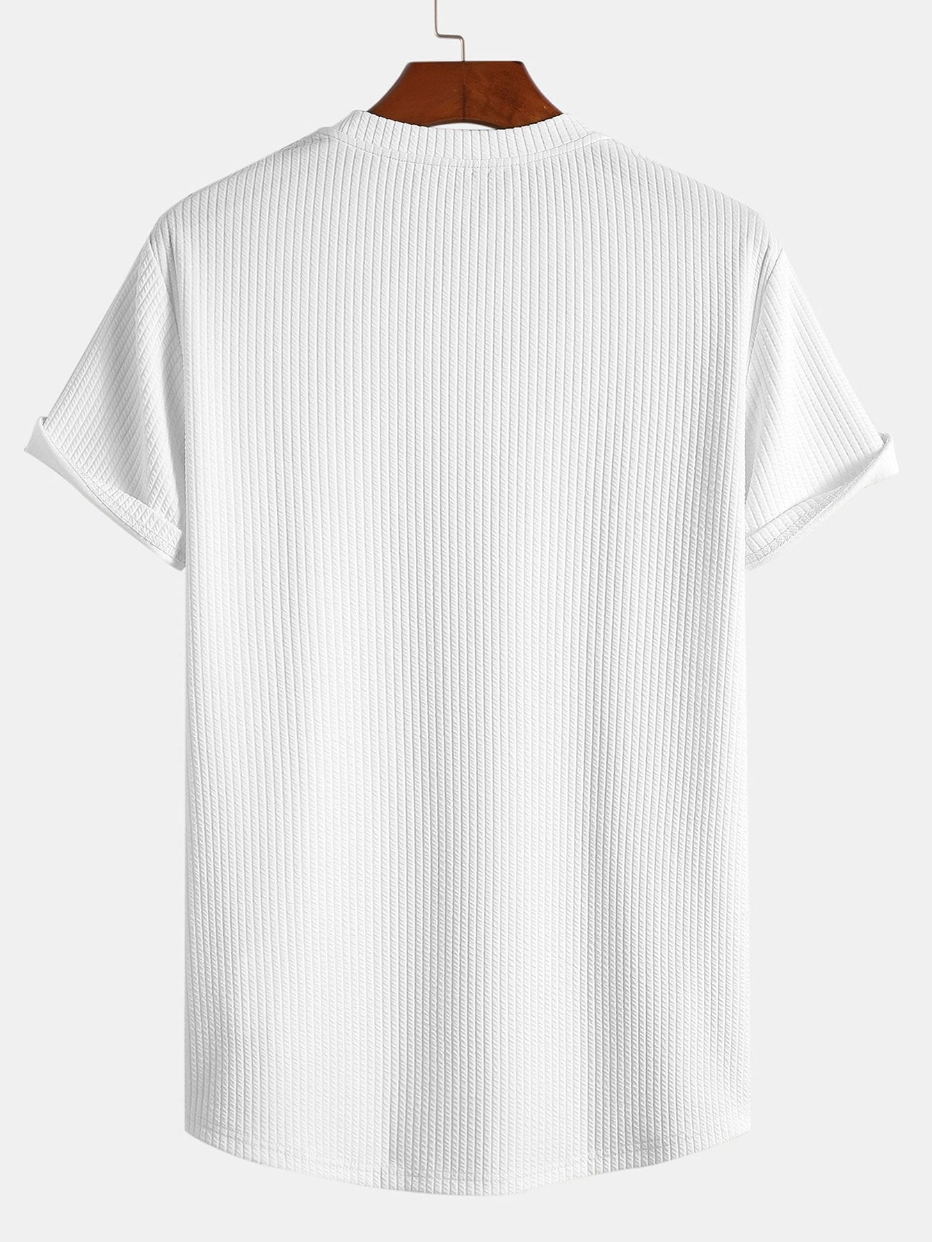 Dark green men's ribbed muscle fit t-shirt, accentuating physique with a comfortable feel.