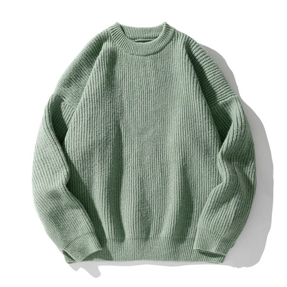 Effortless men's fashion: Ribbed pullover sweater with a relaxed, dropped shoulder design.