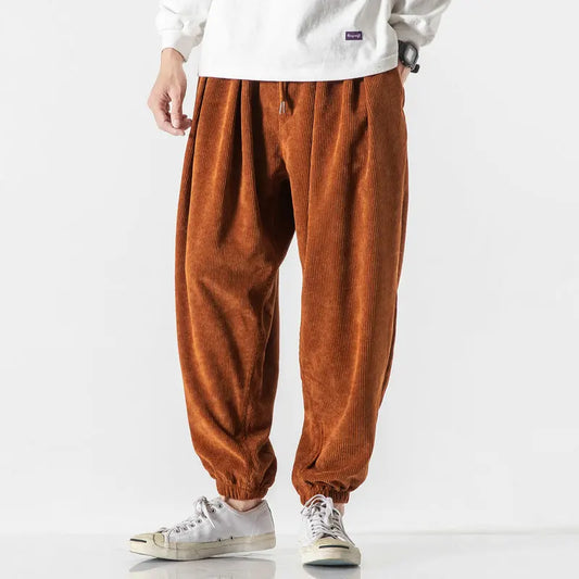 Men's Ridge corduroy pants, relaxed wide leg fit, ideal for comfortable casual everyday wear.