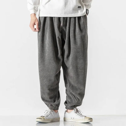 Comfortable men's corduroy pants, relaxed fit, perfect for versatile everyday fashion.