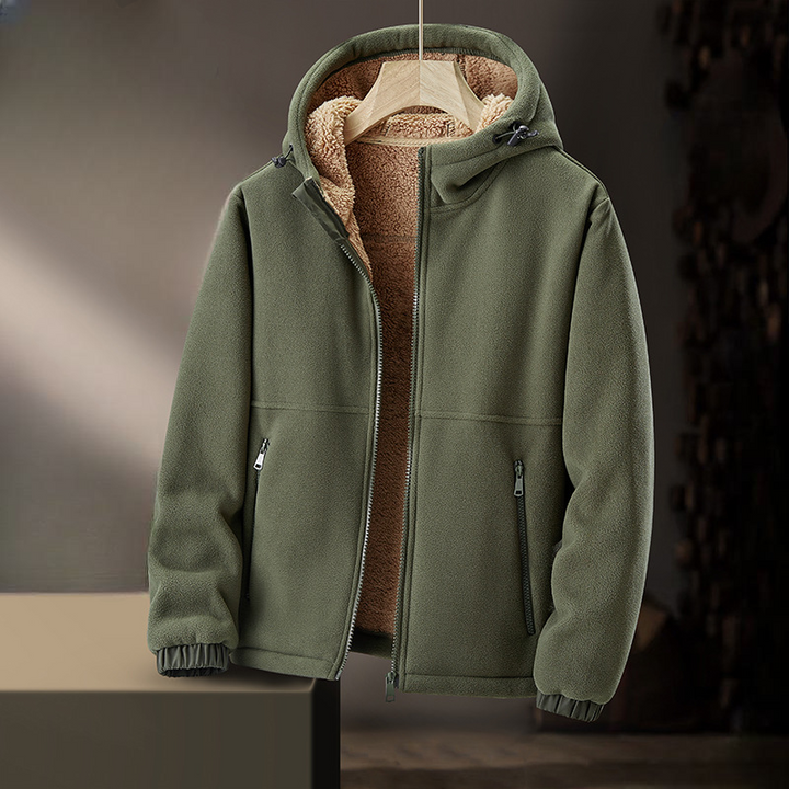 Warm & comfortable men's Ridge Lined Hoodie, a cozy casual winter jacket. Perfect cold weather outerwear for men.