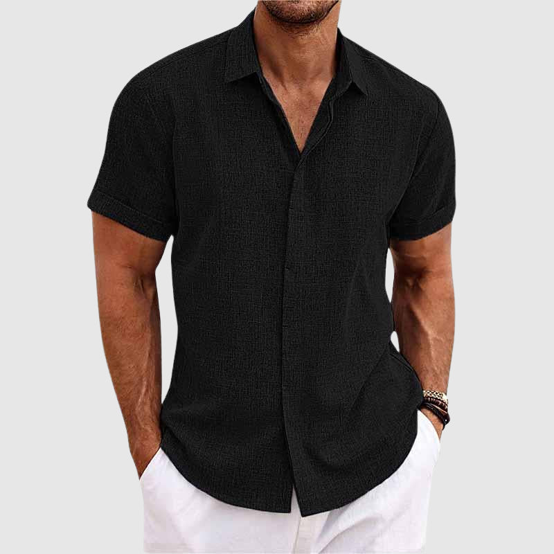 Lightweight men's casual button-down shirt. Riviera style, ideal for summer & relaxed fit fashion.