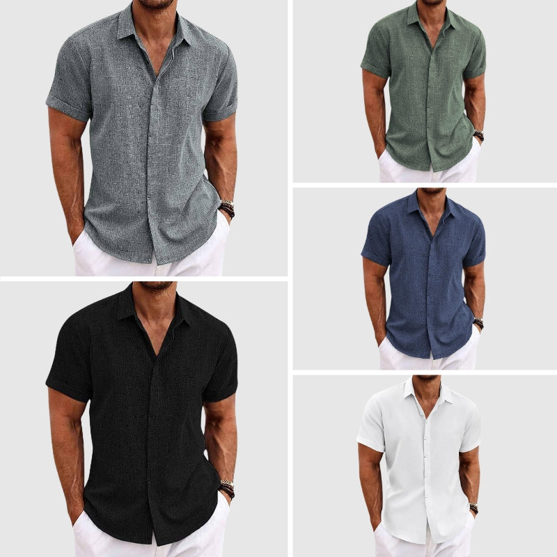 Timeless men's casual button-down shirt, Riviera style, lightweight & relaxed fit for versatile summer fashion.