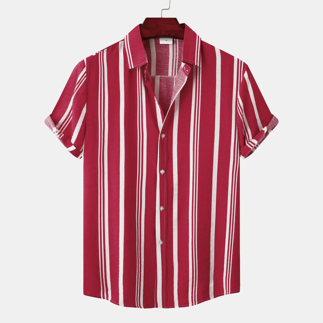 Men's Riviera Stripe Button-Down Shirt, long sleeve, elegant & versatile for smart casual or formal wear.