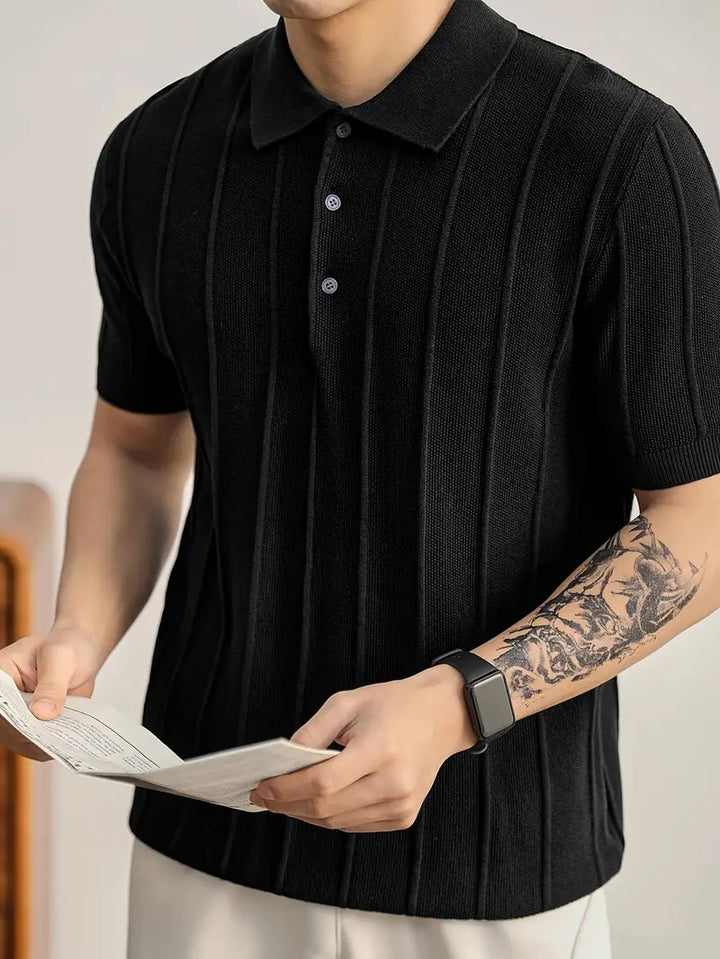Men's spring wear: Riviera textured polo, short sleeve, perfect blend of casual & elegance.