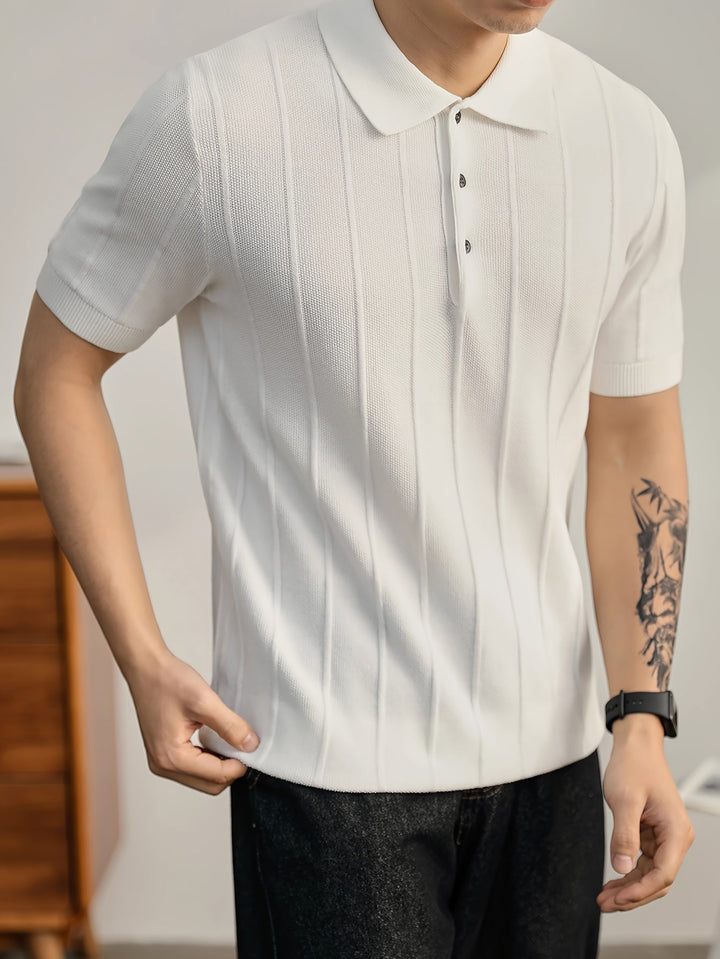 Casual elegance defined: Men's short sleeve Riviera textured polo, spring/summer ready.