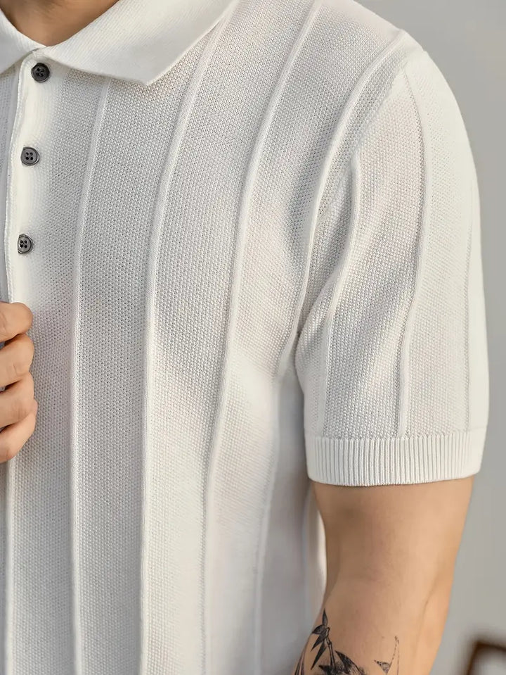 Embrace casual elegance with this men's textured Riviera polo, ideal for summer style.