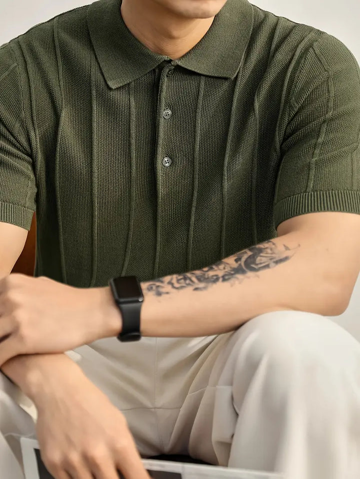 Casual elegance: Men's Riviera textured polo, ideal for smart casual spring & summer wear.