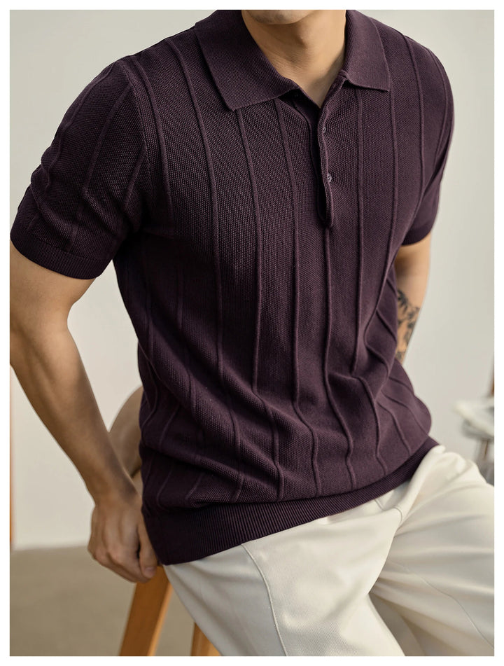 Men's smart casual short sleeve polo, textured fabric, bringing Riviera style to spring.