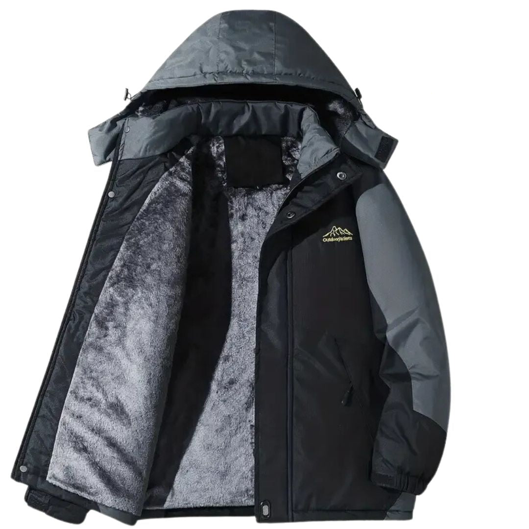 Men's Roderik all-weather outdoor jacket with hood, windproof & water-resistant, ideal for hiking & fall.