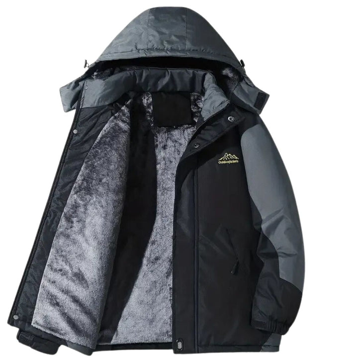 Men's Roderik all-weather outdoor jacket with hood, windproof & water-resistant, ideal for hiking & fall.