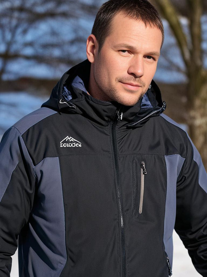 Durable men's Roderik winter outdoor jacket with hood, windproof & water-resistant for cold weather.