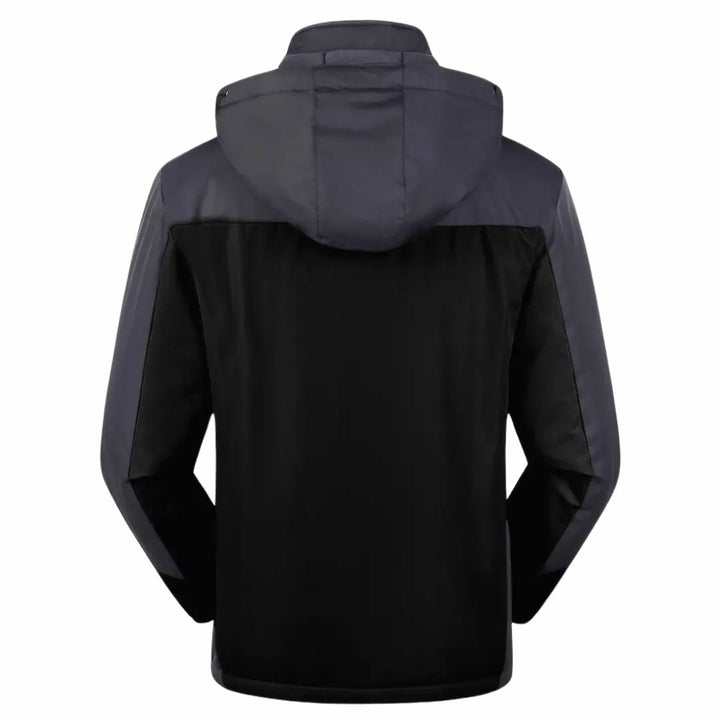 Men's Roderik color block outdoor jacket with hood, windproof, water-resistant & sporty for fall hiking.