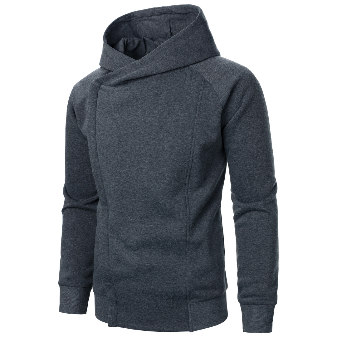 Comfortable men's asymmetric Rogue Flow Hoodie; modern fit for urban casual style.