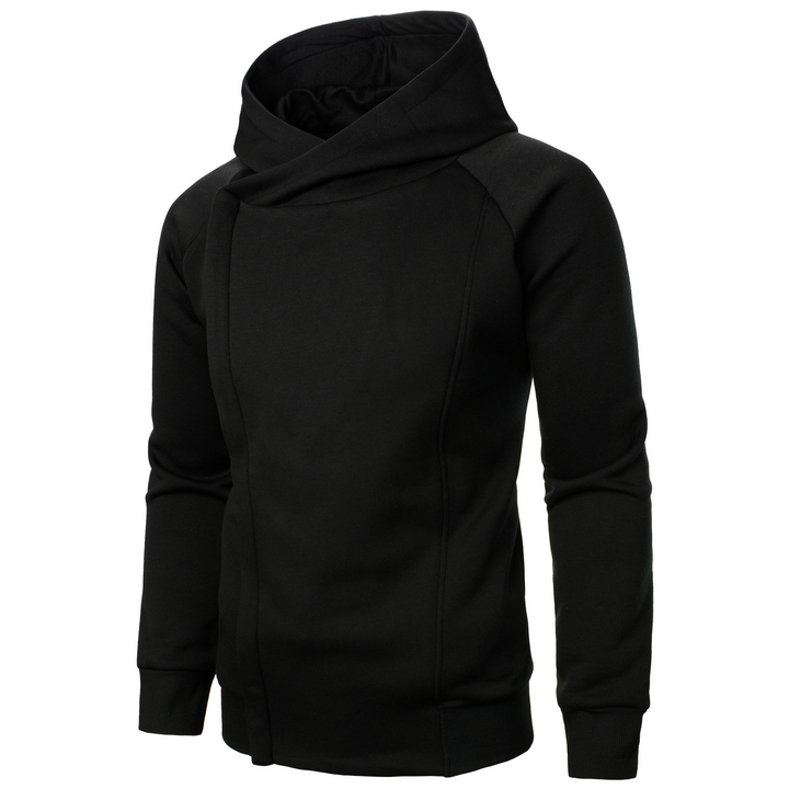 Edgy men's Rogue Flow Hoodie; versatile urban style pullover for modern casual outfits.