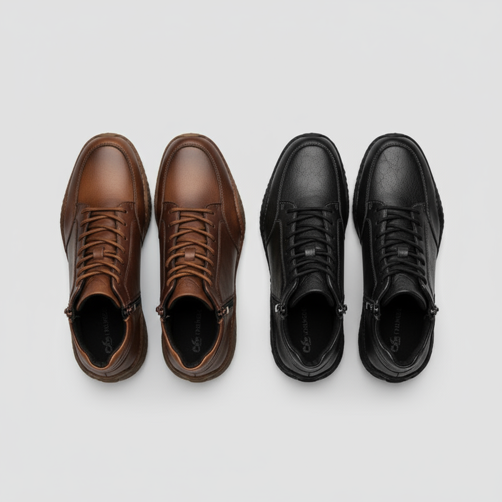 Stylish dark brown men's ankle boots, comfortable & perfect for versatile everyday wear.