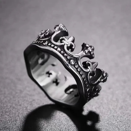 Men's Royal Crown Ring, Kingmaker Edition. Stainless steel vintage statement ring with royal crown design.